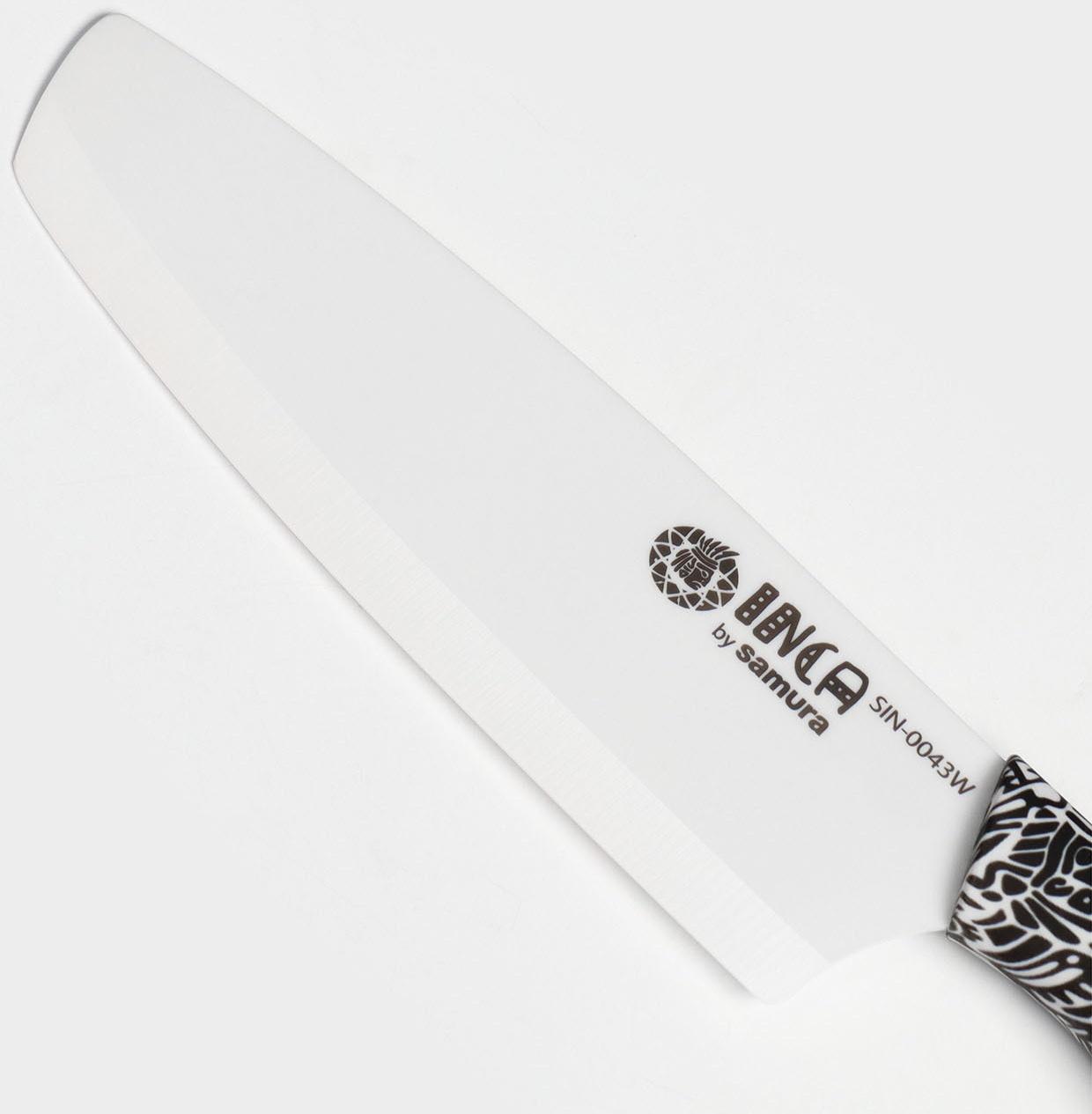 Нож кухонный Samura Inca, накири, лезвие 16,5 см, белая циркониевая керамика