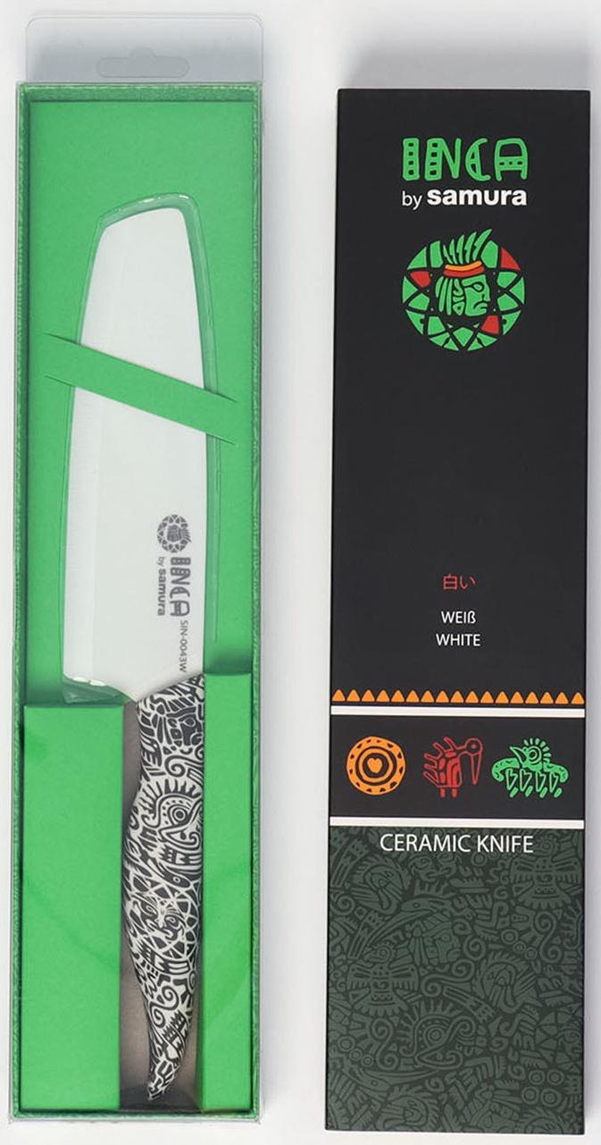 Нож кухонный Samura Inca, накири, лезвие 16,5 см, белая циркониевая керамика