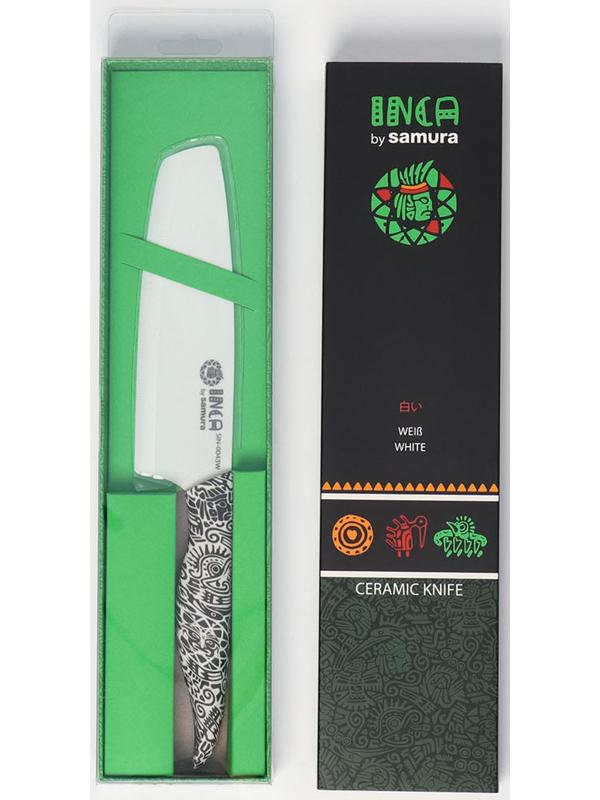 Нож кухонный Samura Inca, накири, лезвие 16,5 см, белая циркониевая керамика