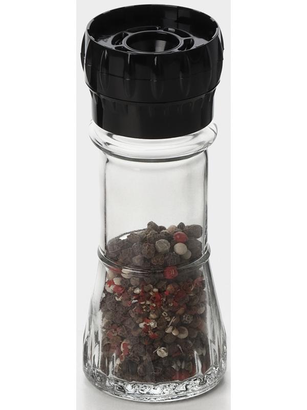 Мельница для специй, пластиковый механизм, 80 мл, цвет черный