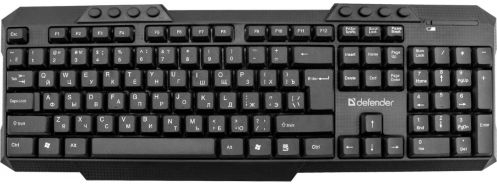 Комплект клавиатура и мышь DEFENDER Jakarta C-805, беспровод, мембран, 1600dpi, USB, черный