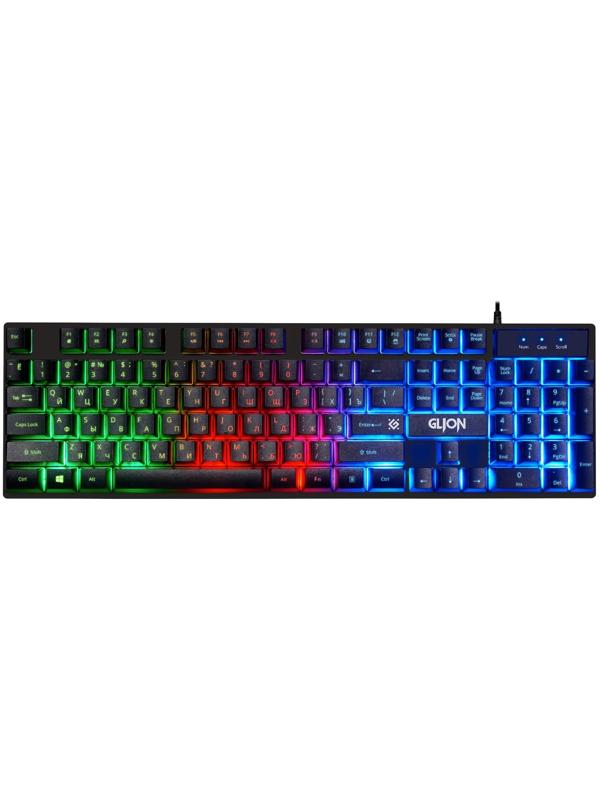 Комплект клавиатура и мышь DEFENDER Glion C-123, мембран, 1600dpi, USB, подсветка черный