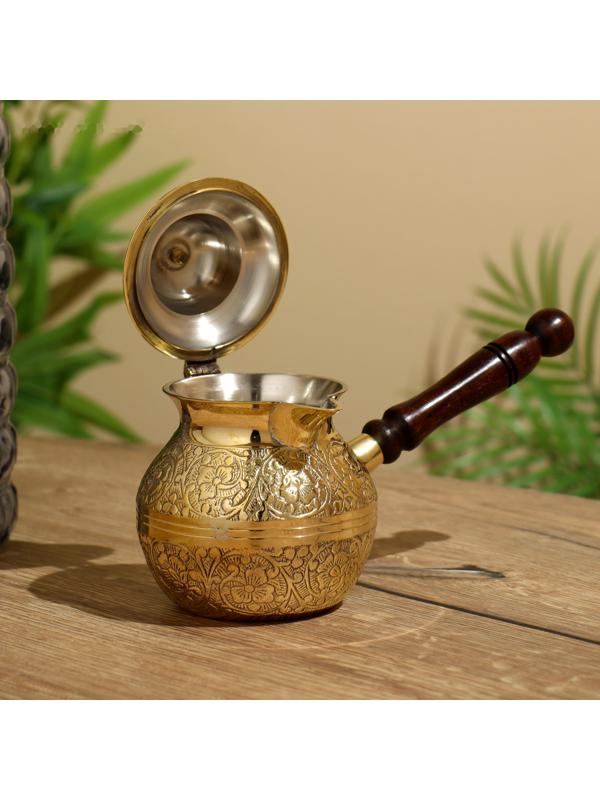 Турка с крышечкой 17х23х10 см, латунь