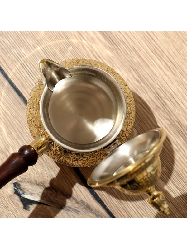 Турка с крышечкой 17х23х10 см, латунь