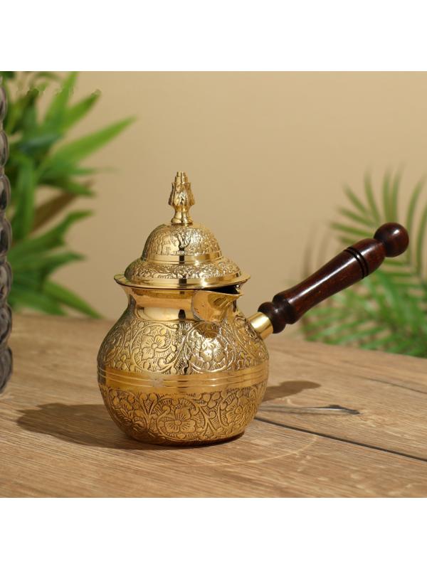 Турка с крышечкой 17х23х10 см, латунь