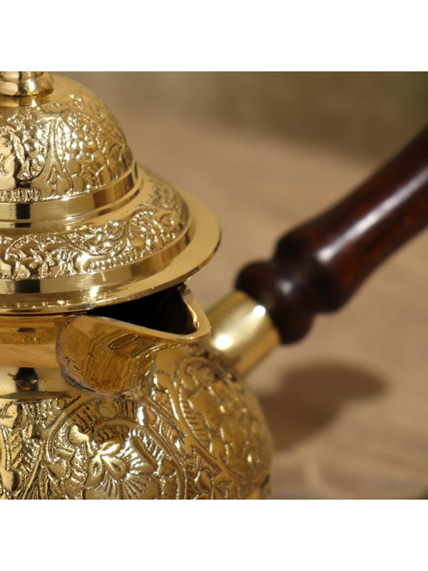 Турка с крышечкой 17х23х10 см, латунь