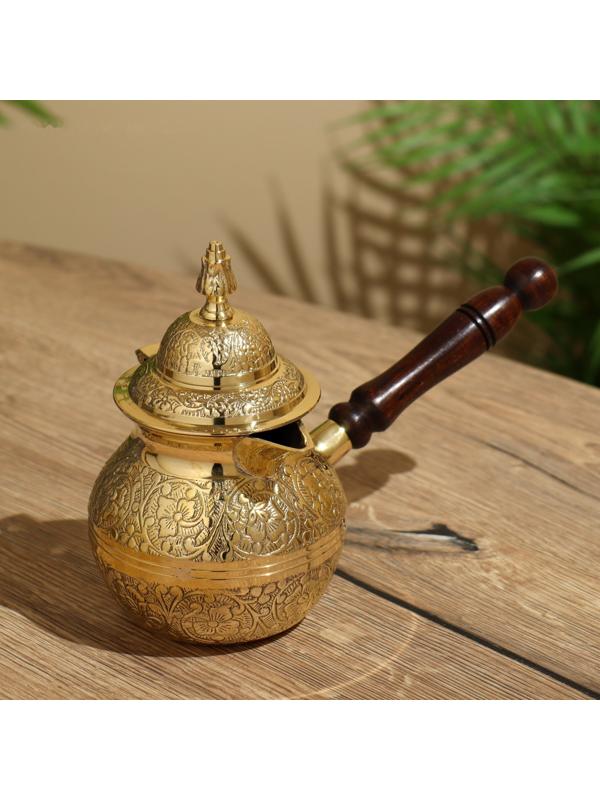 Турка с крышечкой 17х23х10 см, латунь