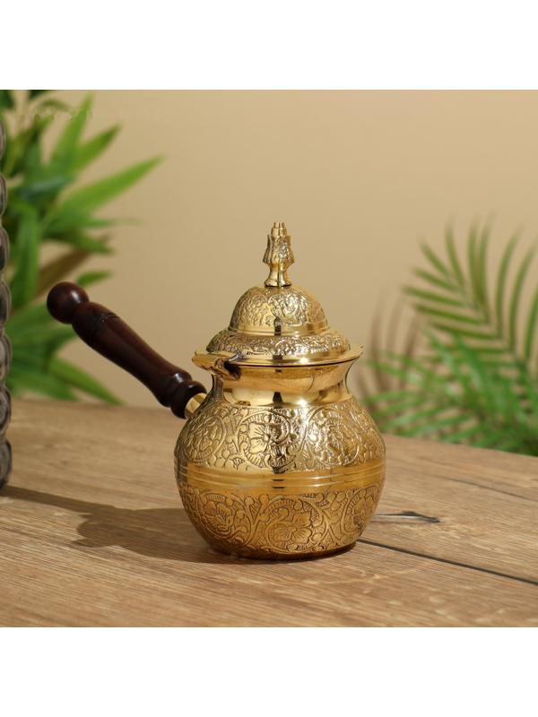 Турка с крышечкой 17х23х10 см, латунь