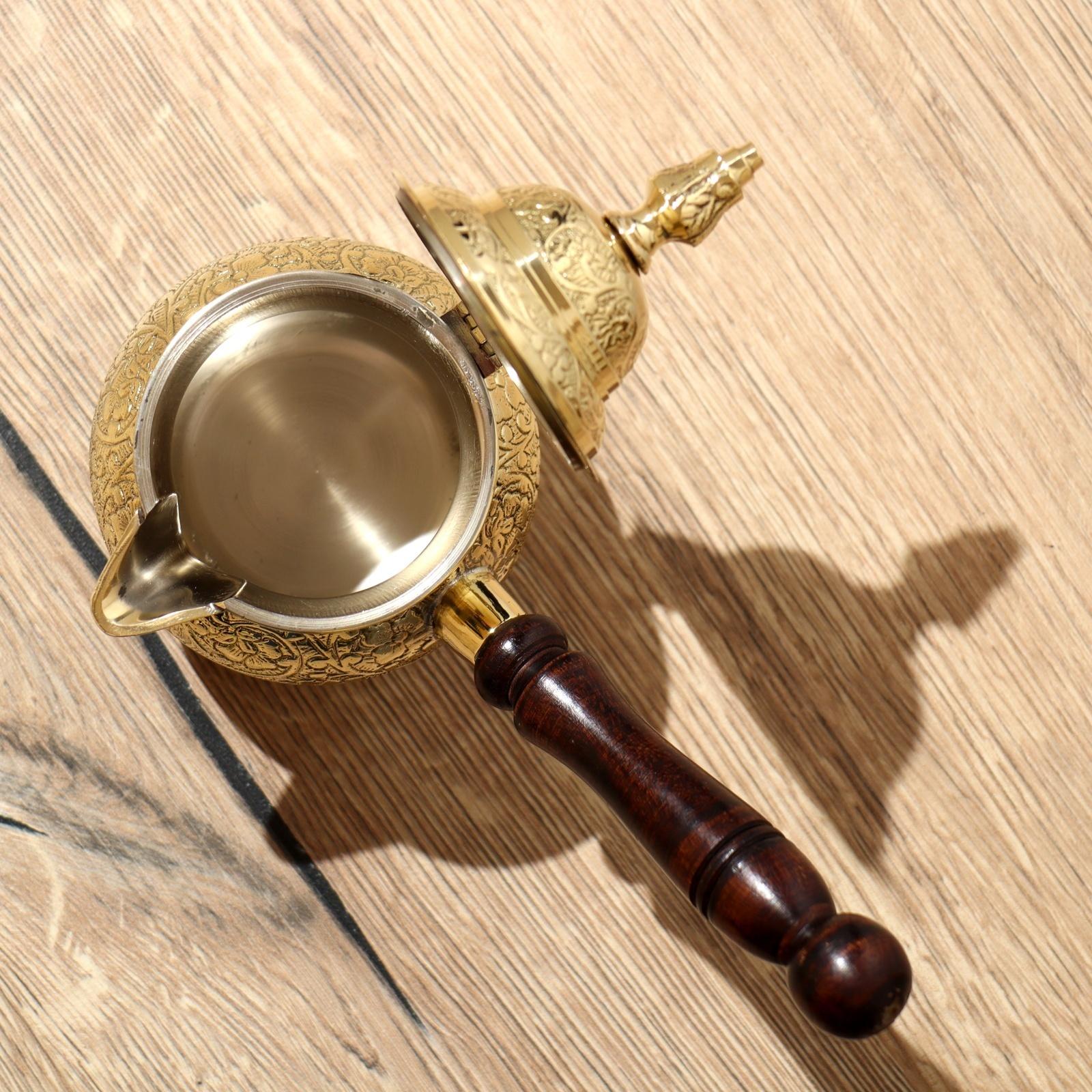 Турка с крышечкой 20х10х15 см, латунь