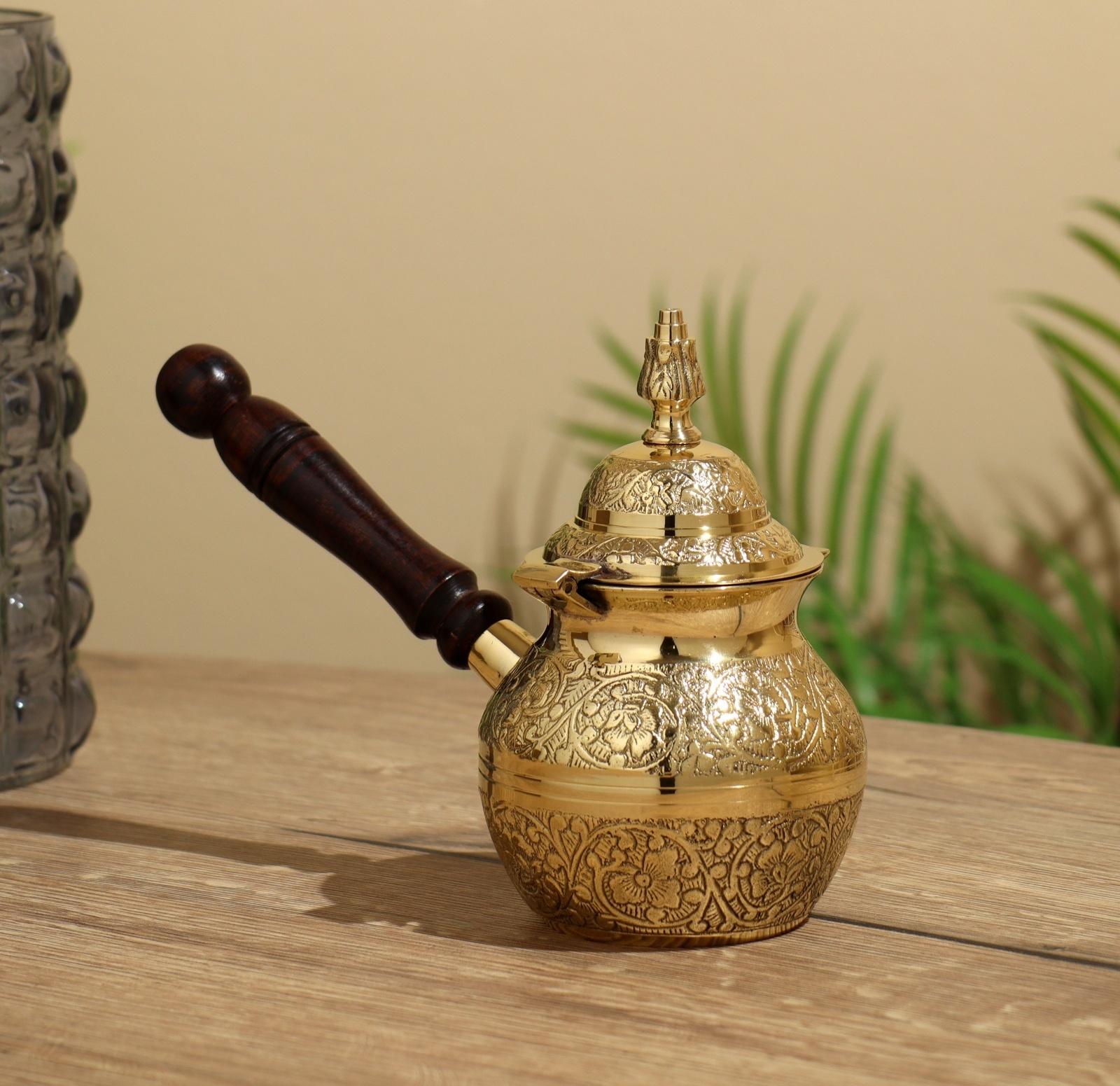 Турка с крышечкой 20х10х15 см, латунь