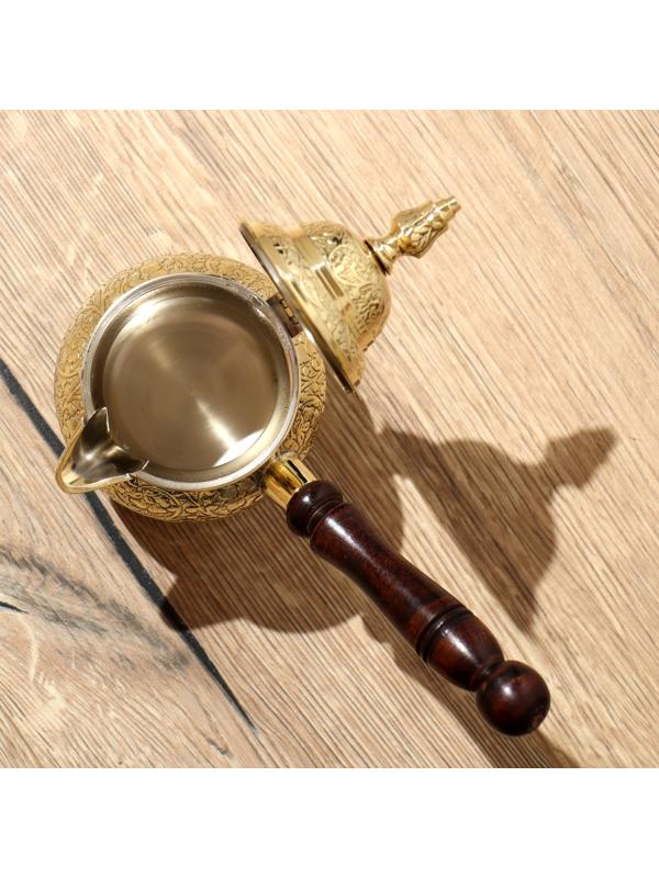 Турка с крышечкой 20х10х15 см, латунь