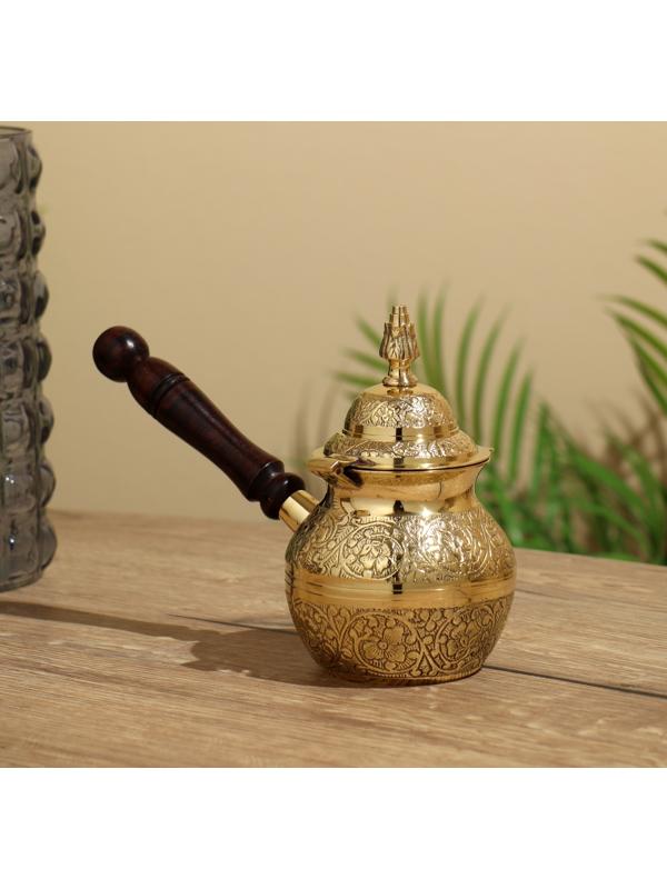 Турка с крышечкой 20х10х15 см, латунь