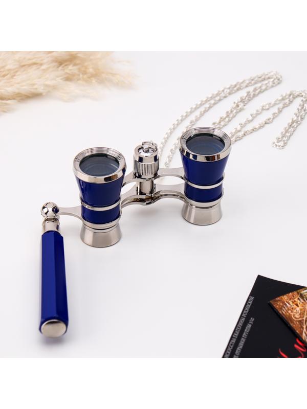 Бинокль театральный, телескопическая ручка, цепочка, синий