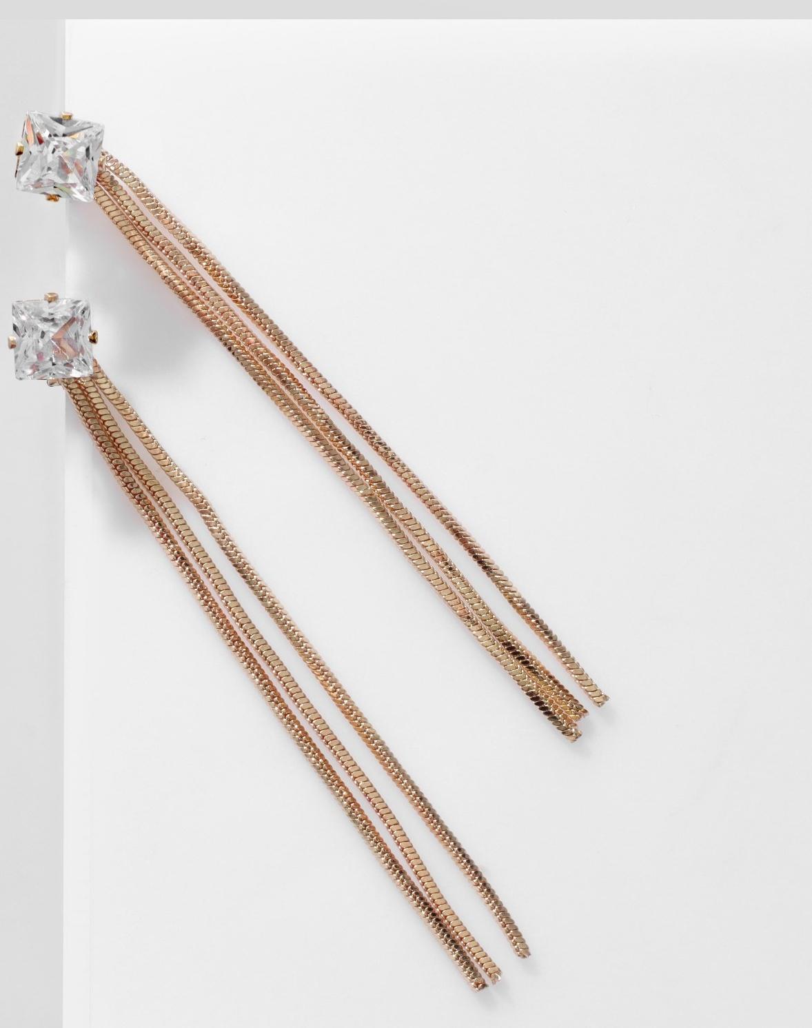 Серьги висячие со стразами 