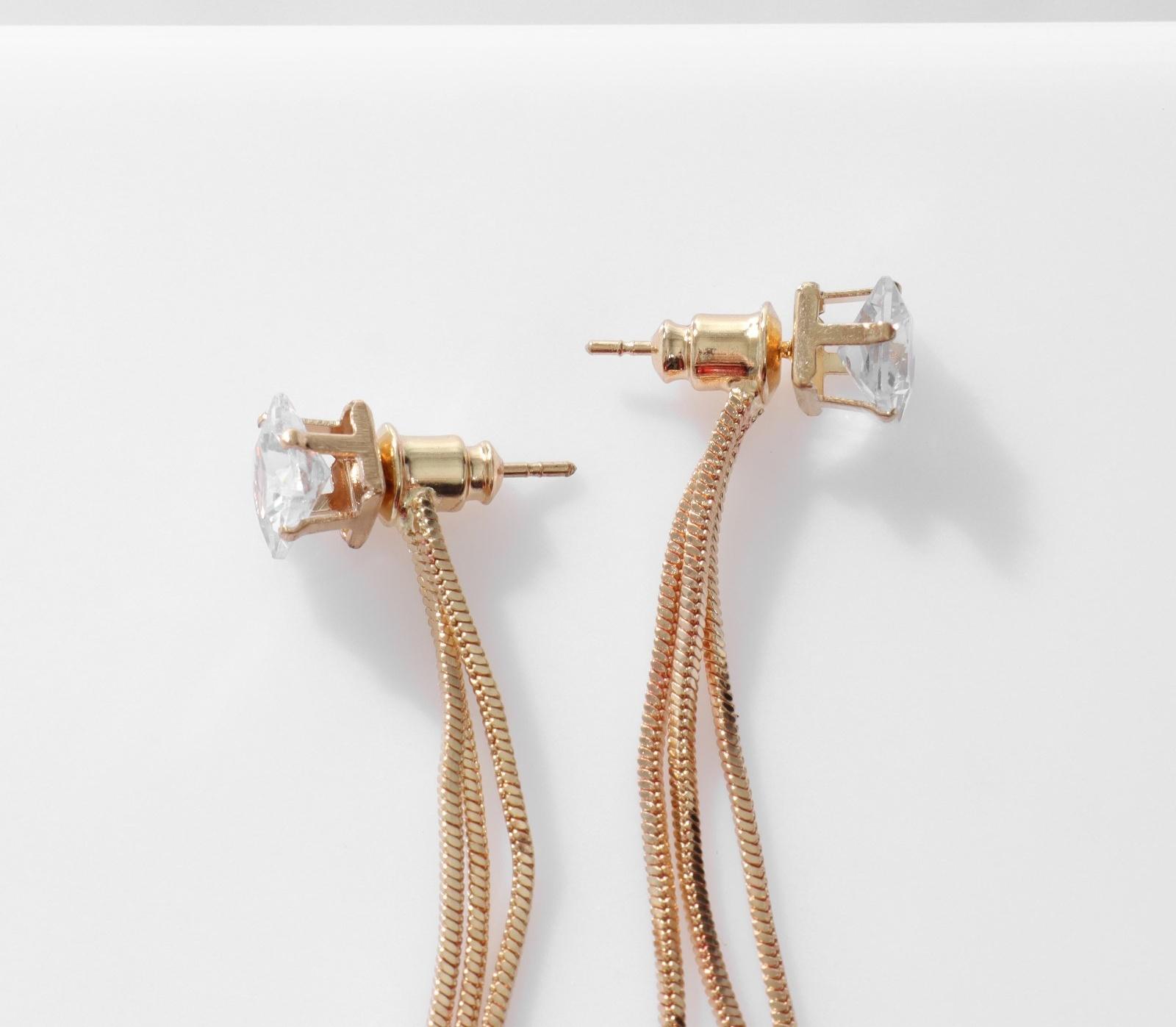 Серьги висячие со стразами 