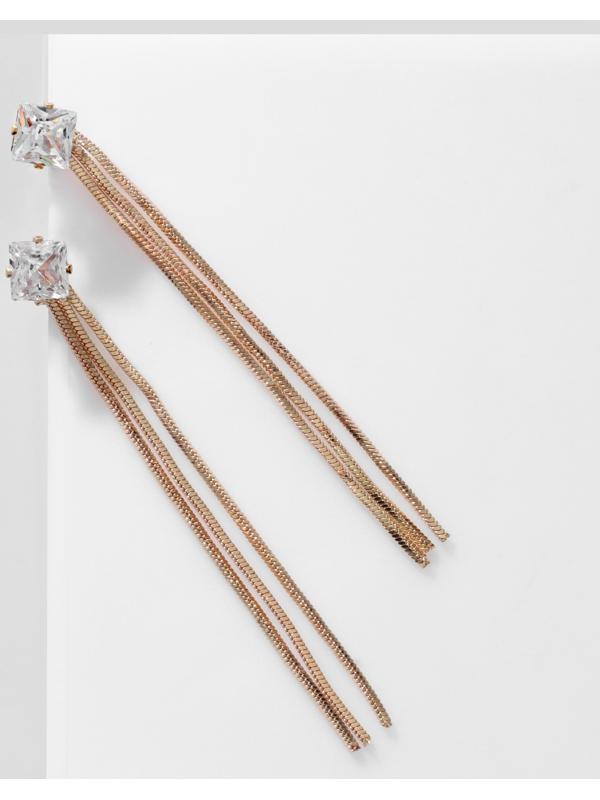 Серьги висячие со стразами 