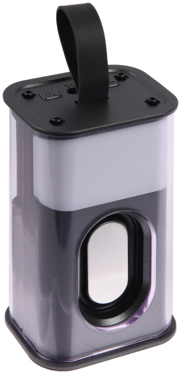 Портативная колонка K08, 5 Вт, прозрачная, подвес, 500 мАч, подсветка, чёрная