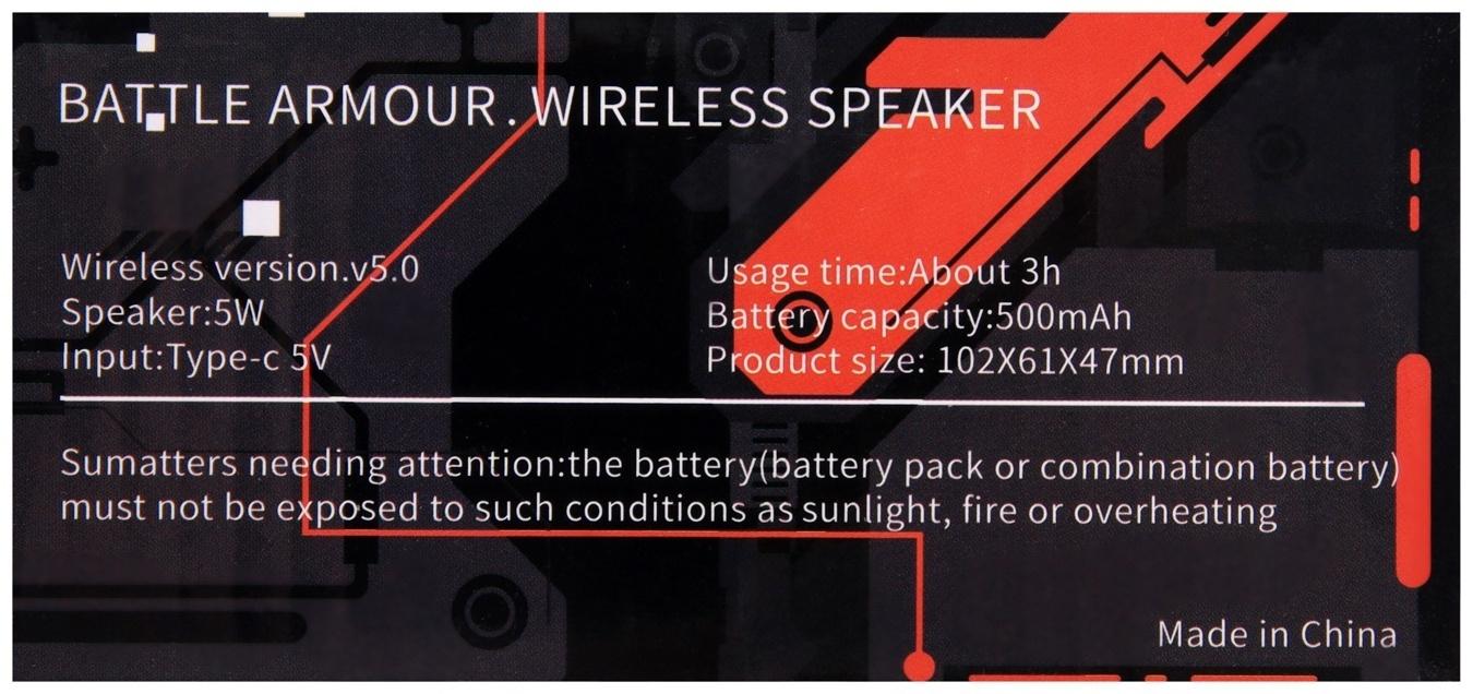 Портативная колонка K08, 5 Вт, прозрачная, подвес, 500 мАч, подсветка, чёрная