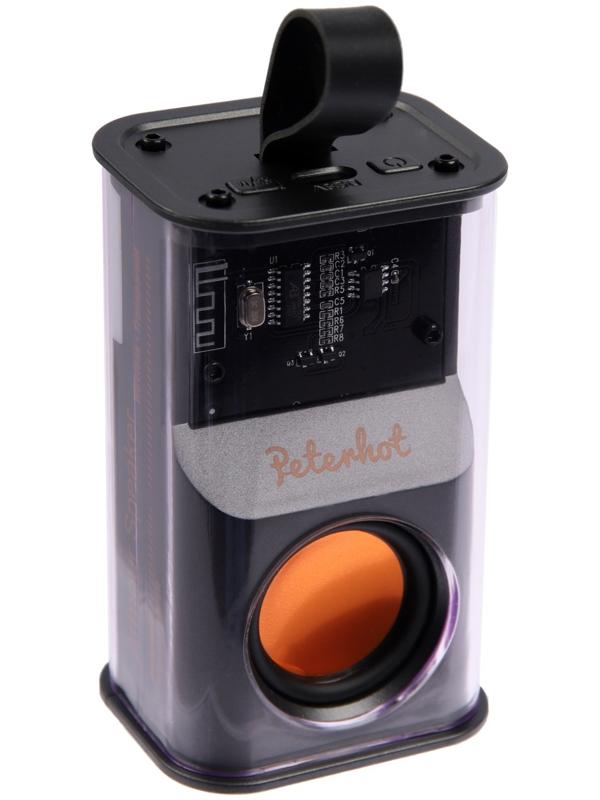 Портативная колонка K08, 5 Вт, прозрачная, подвес, 500 мАч, подсветка, чёрная