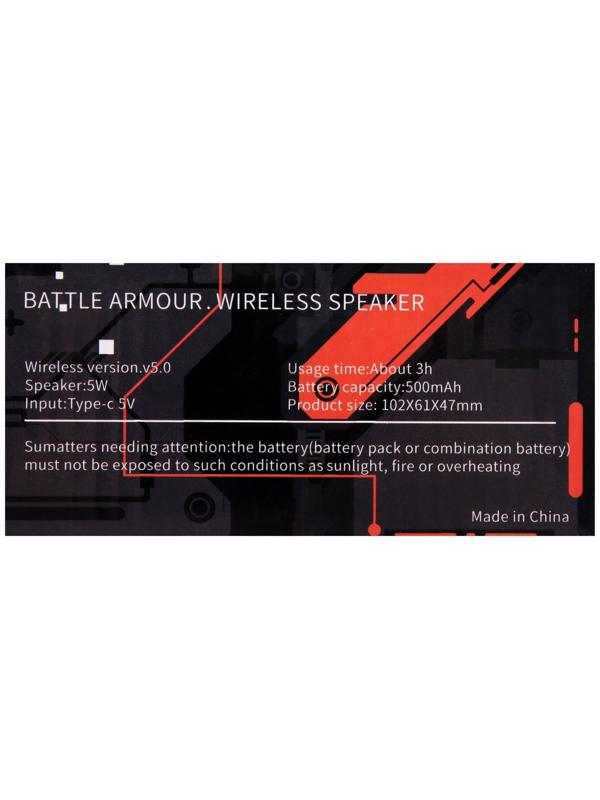 Портативная колонка K08, 5 Вт, прозрачная, подвес, 500 мАч, подсветка, чёрная