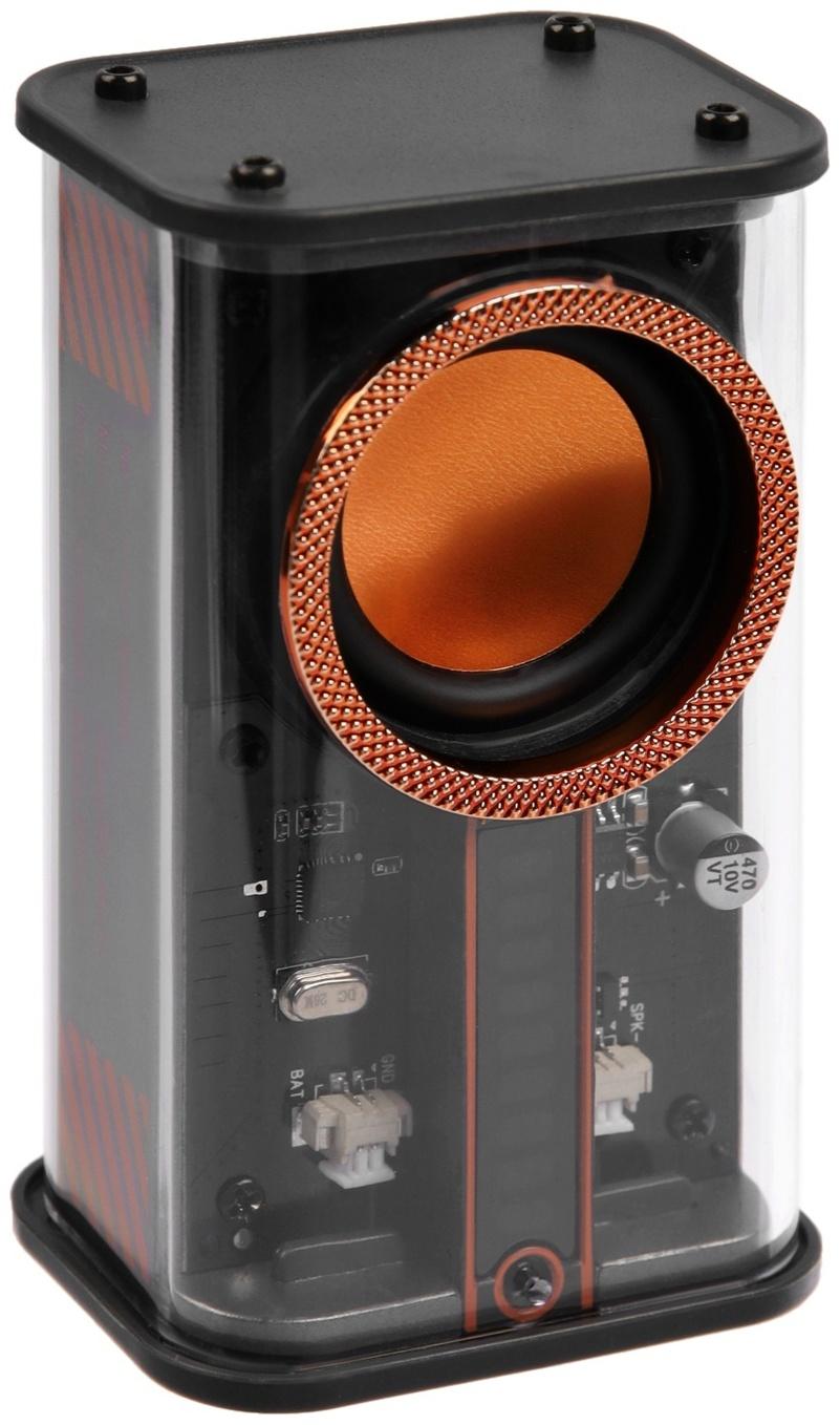 Портативная колонка К07, 5 Вт, прозрачная, 500 мАч, подсветка, чёрная