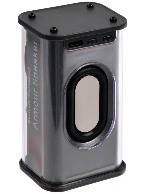 Портативная колонка К07, 5 Вт, прозрачная, 500 мАч, подсветка, чёрная