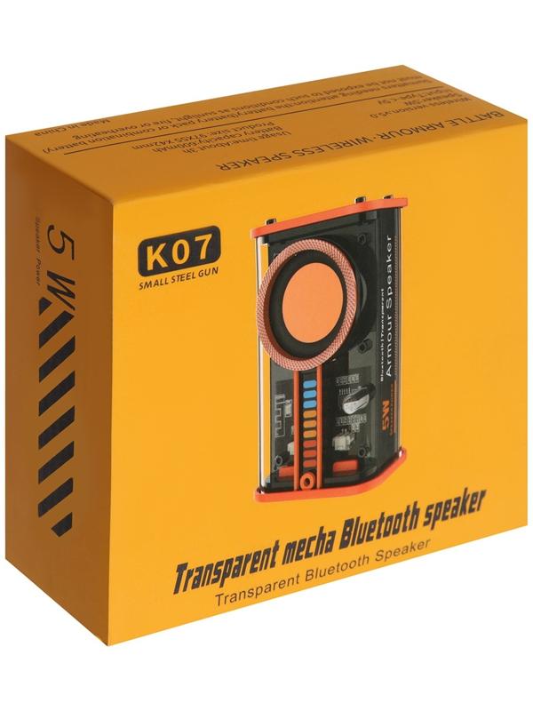 Портативная колонка К07, 5 Вт, прозрачная, 500 мАч, подсветка, чёрная