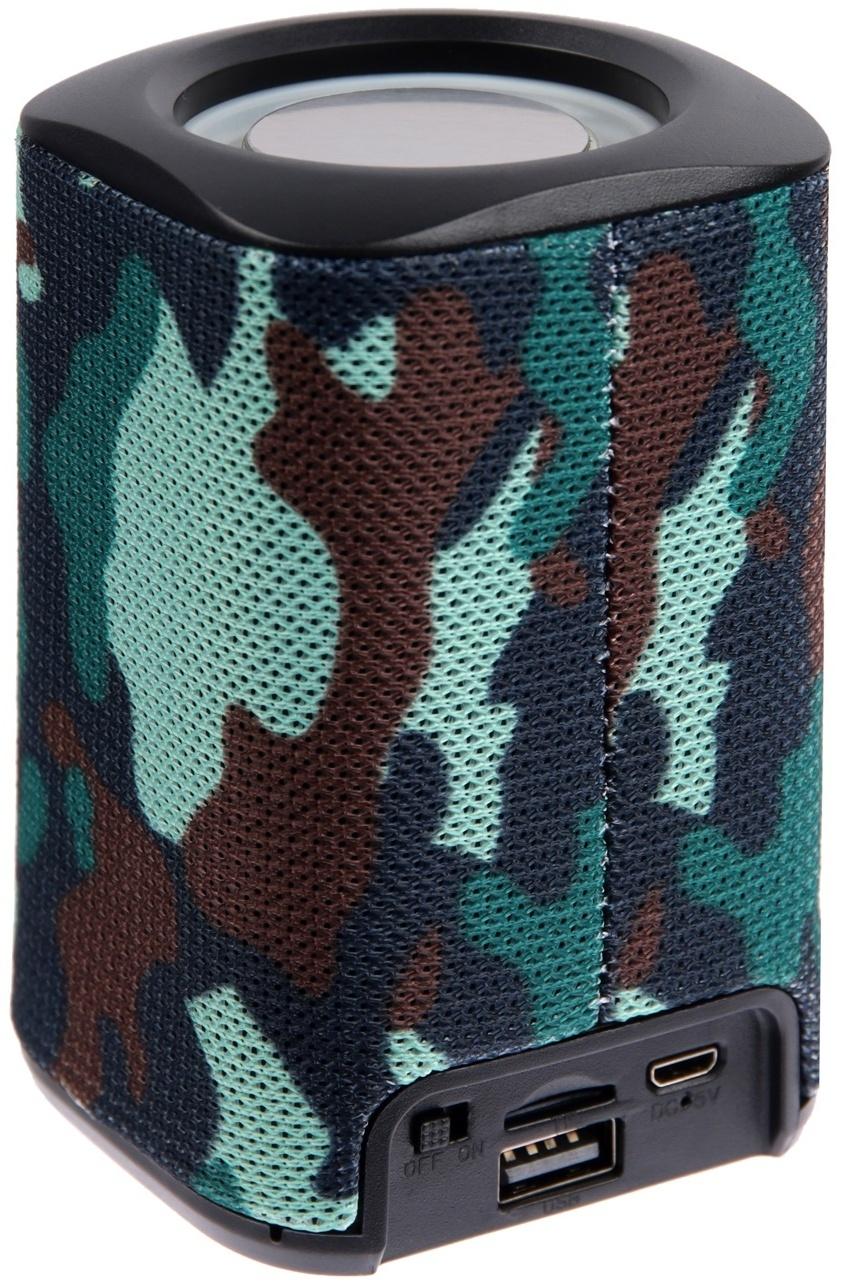 Портативная колонка LM-883, 5 Вт, 500 мАч, подсветка, micro SD, хаки