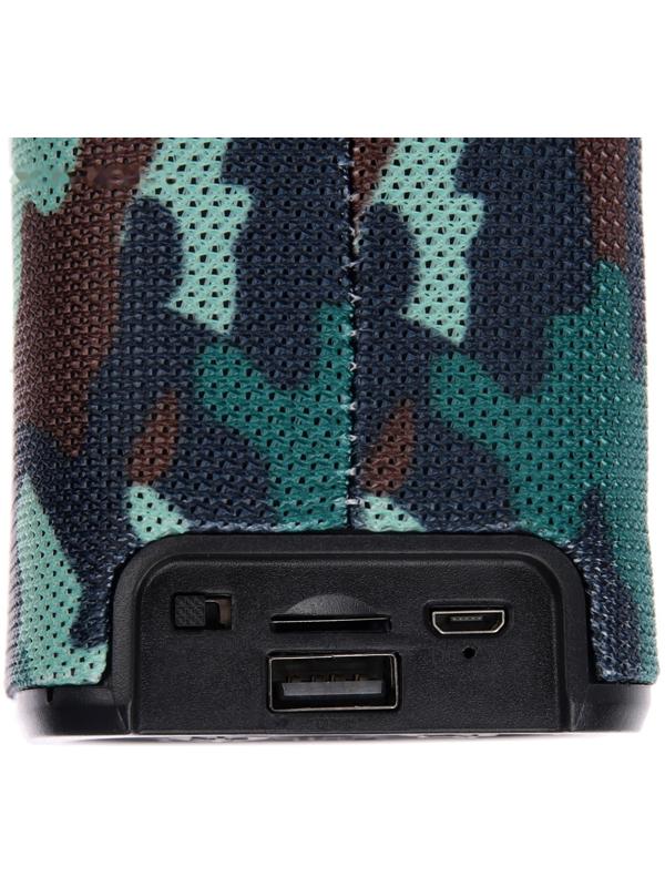 Портативная колонка LM-883, 5 Вт, 500 мАч, подсветка, micro SD, хаки