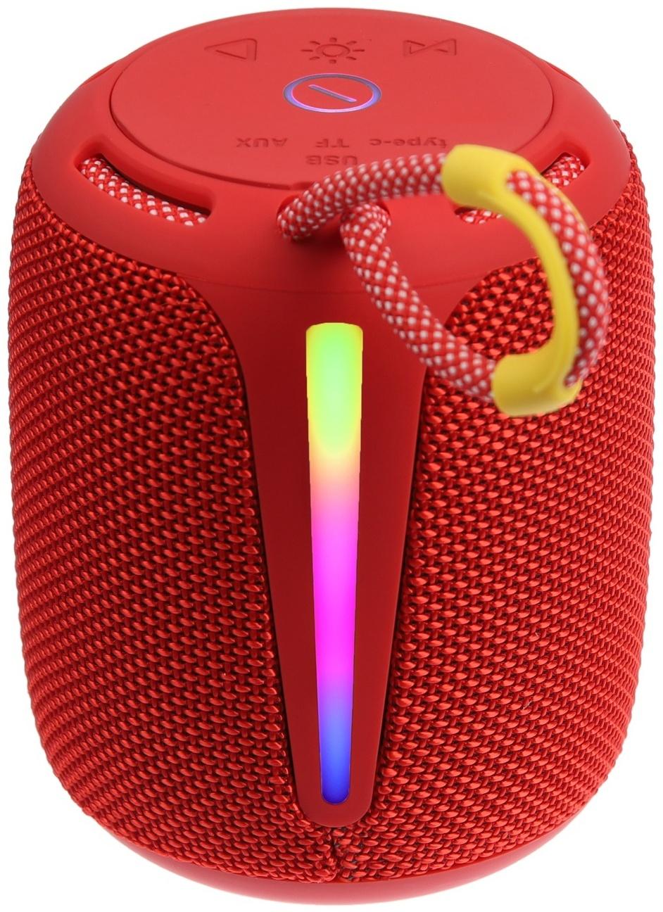 Портативная колонка Booms350, 7 Вт, 1200 мАч, подсветка, micro SD, красная
