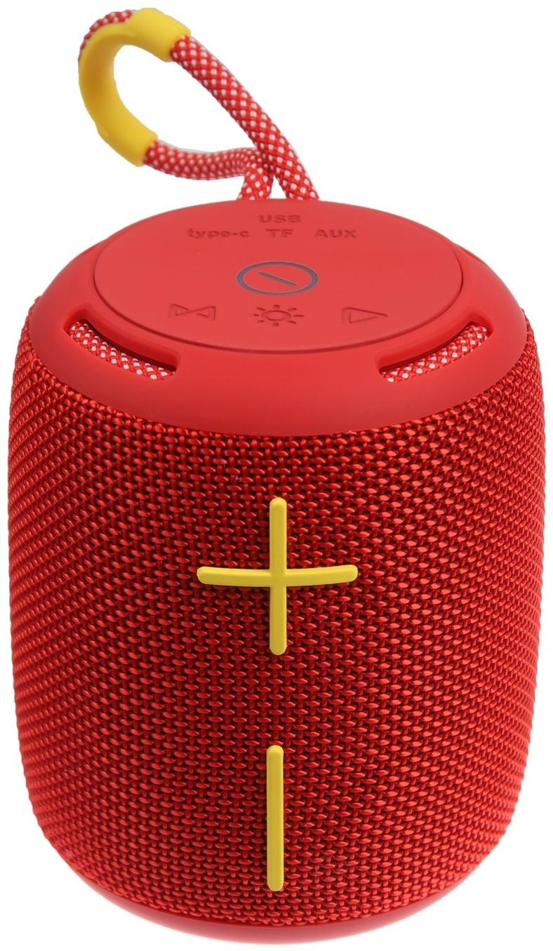 Портативная колонка Booms350, 7 Вт, 1200 мАч, подсветка, micro SD, красная