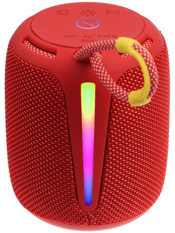 Портативная колонка Booms350, 7 Вт, 1200 мАч, подсветка, micro SD, красная