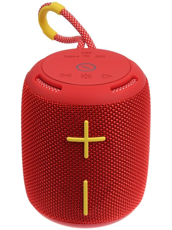 Портативная колонка Booms350, 7 Вт, 1200 мАч, подсветка, micro SD, красная