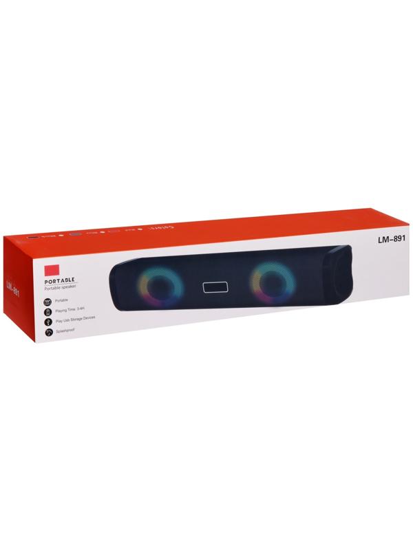 Портативная колонка Lm-891, 10 Вт, 800 мАч. подсветка, чёрная