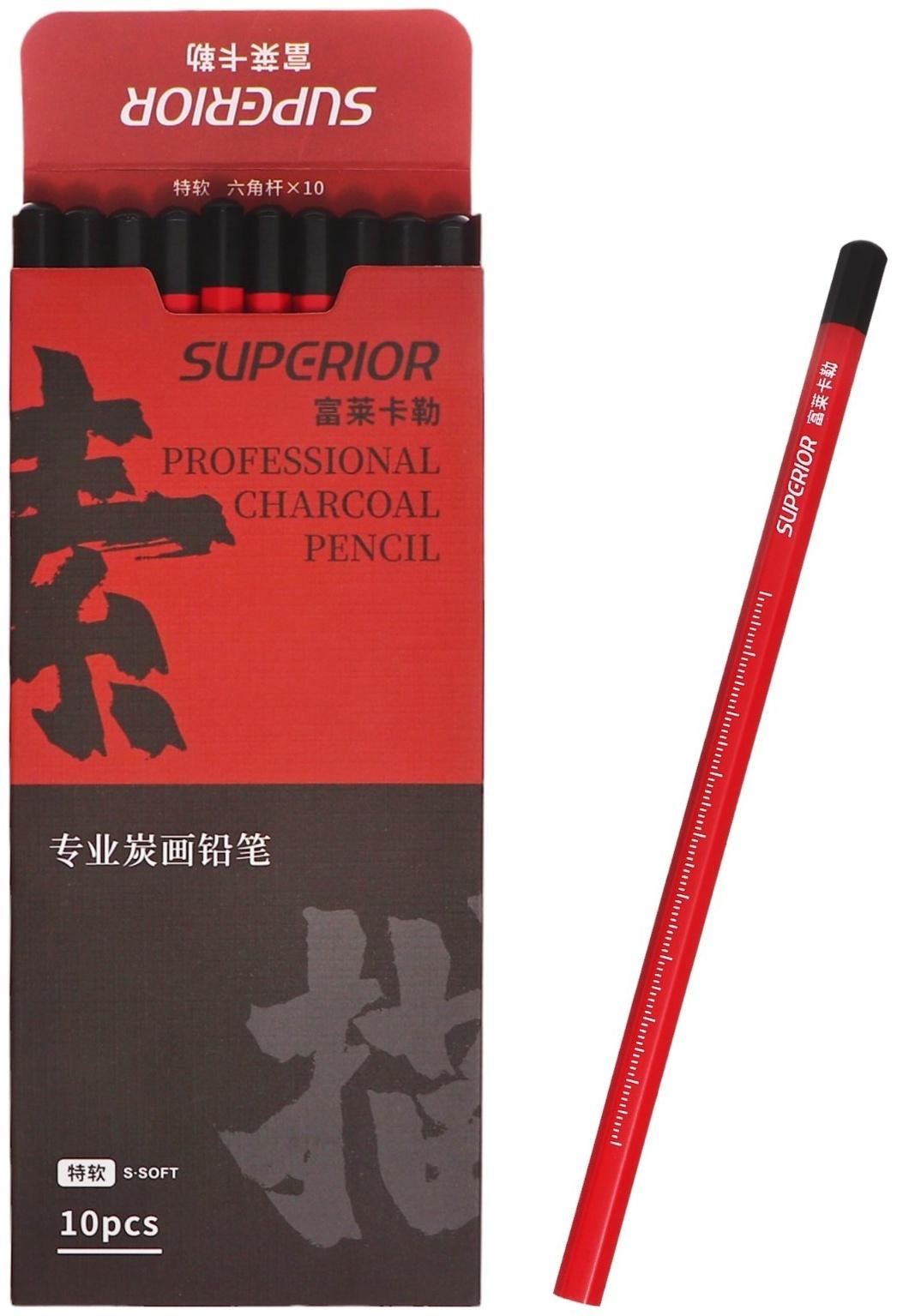 Карандаш графитовый черный S-soft, корпус красный