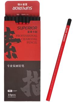 Карандаш графитовый черный S-soft, корпус красный