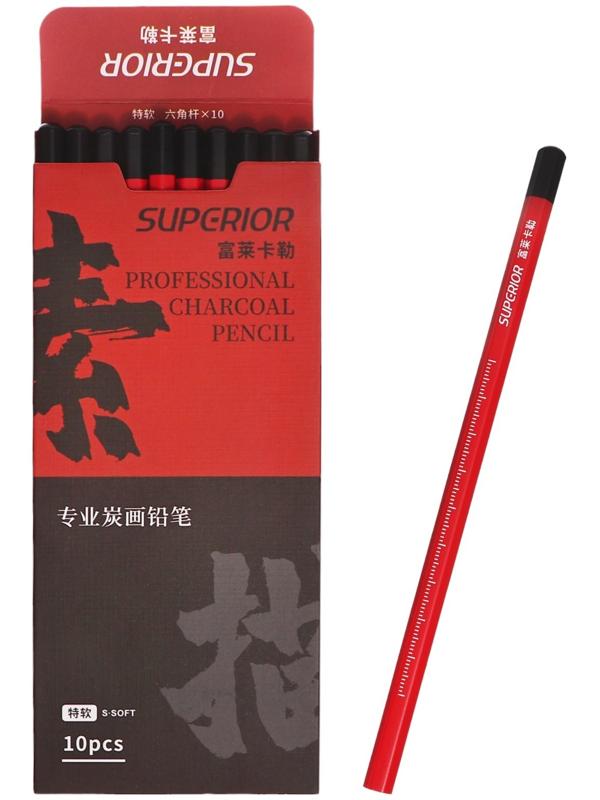 Карандаш графитовый черный S-soft, корпус красный