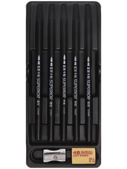 Карандаши цельнографитные черные 5 штук + ластик + точилка wcp-5