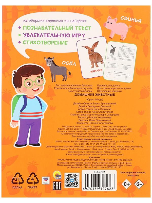 Обучающие карточки «Домашние животные»