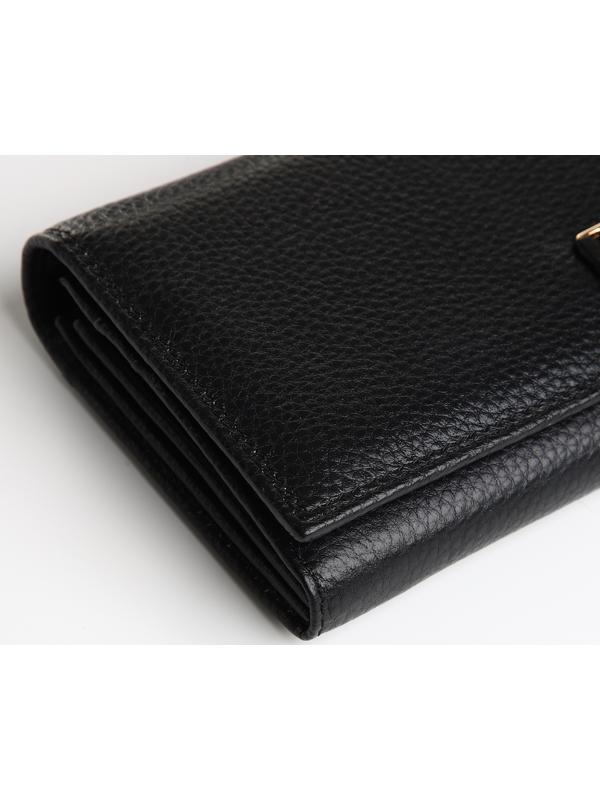 Кошелек жен 05-01-01, 19*3,5*9,5 см, 6 отд, 2 монет,  д/карт, д/монет, на магнитах, черный