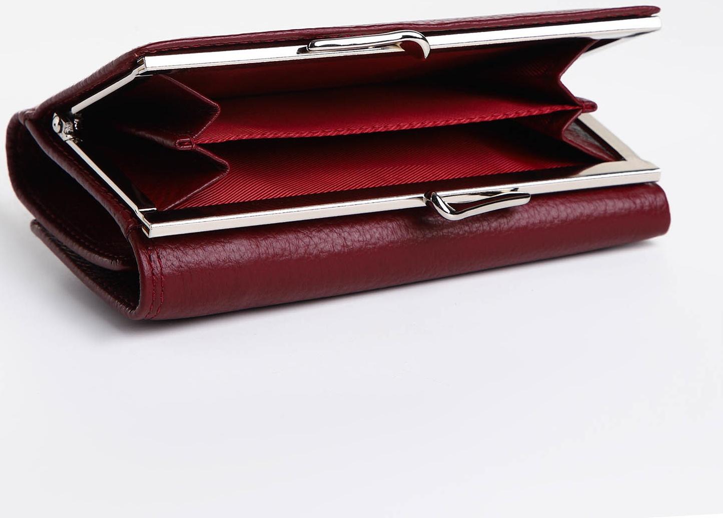 Кошелёк на кнопке, цвет бордовый