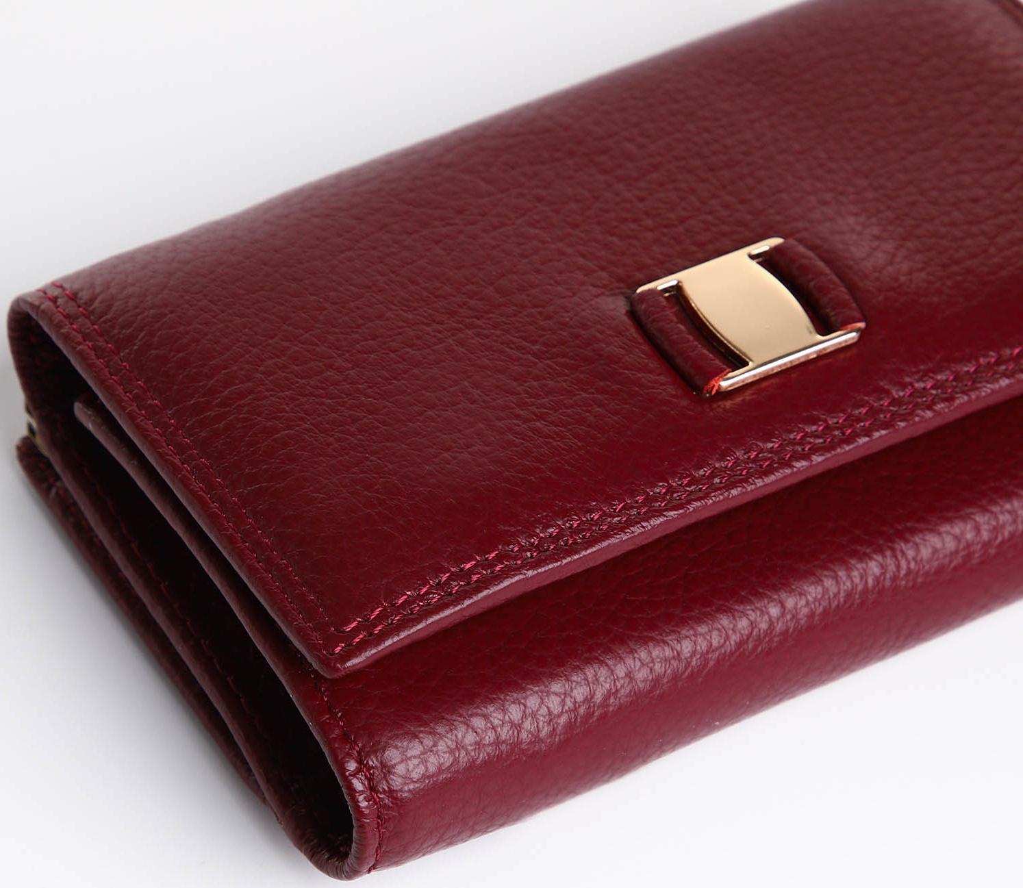 Кошелёк на кнопке, цвет бордовый