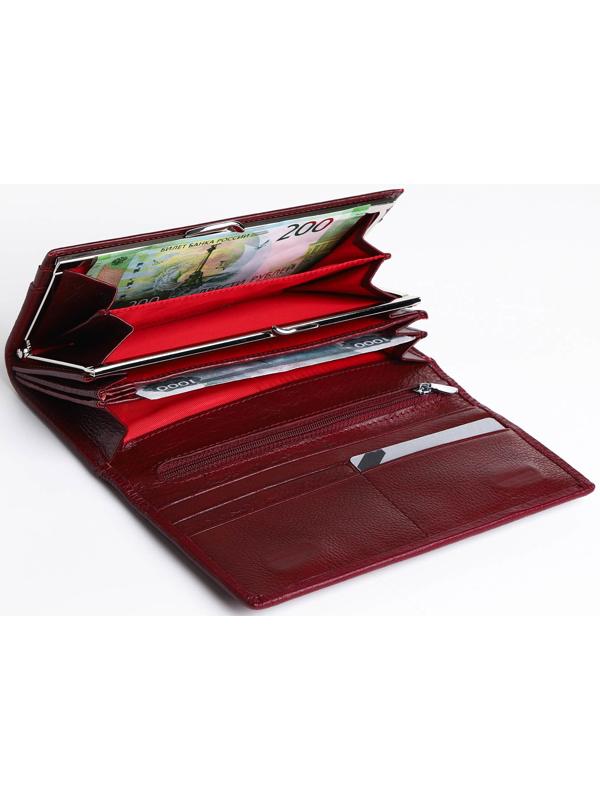 Кошелёк на магните, цвет бордовый