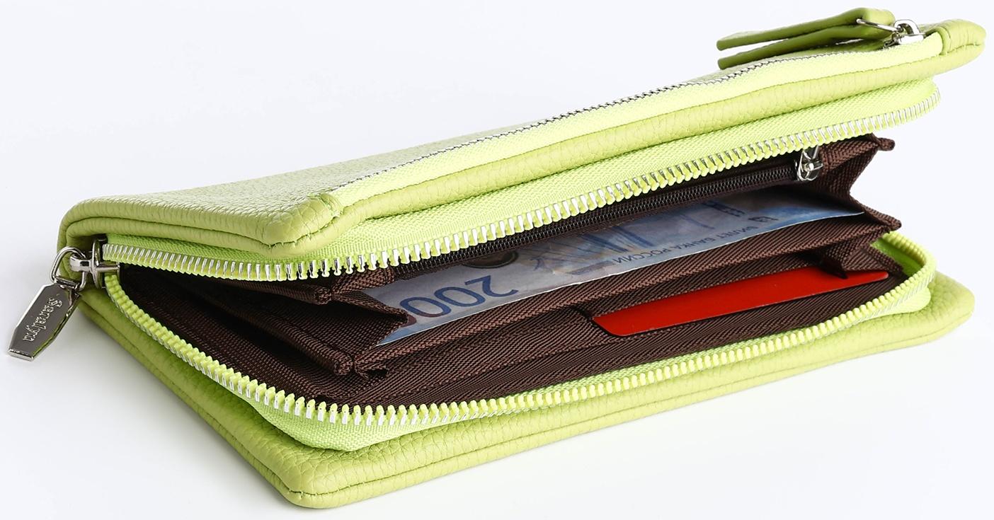 Кошелёк на молнии, цвет салатовый