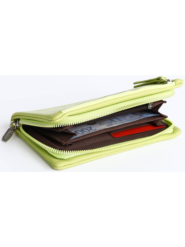 Кошелёк на молнии, цвет салатовый
