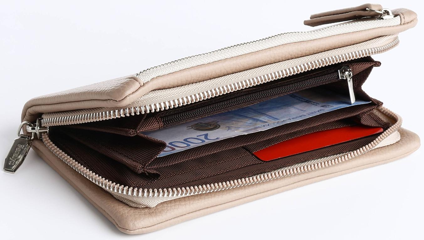 Кошелёк на молнии, цвет бежевый