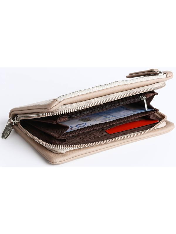 Кошелёк на молнии, цвет бежевый