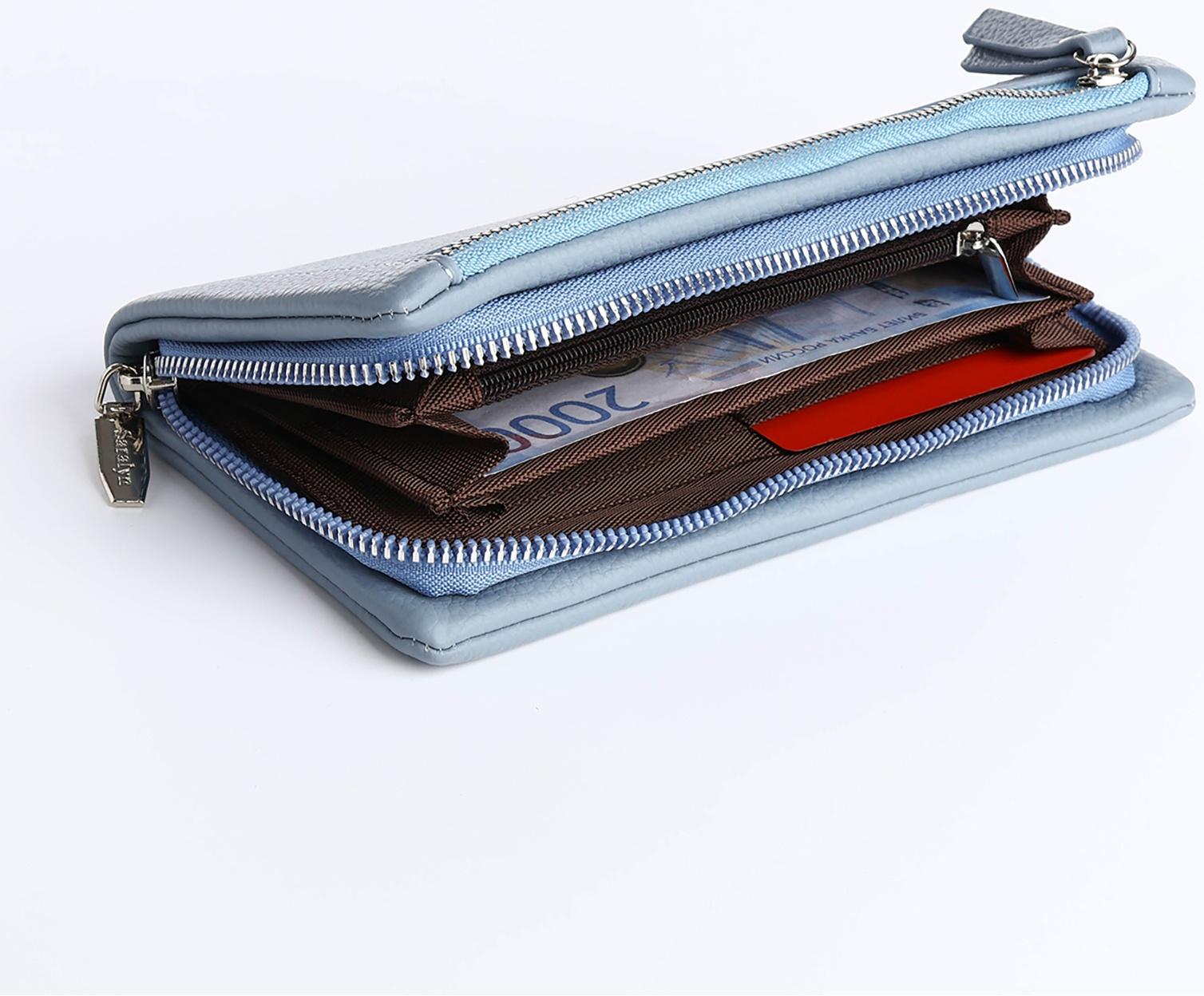 Кошелёк на молнии, цвет голубой