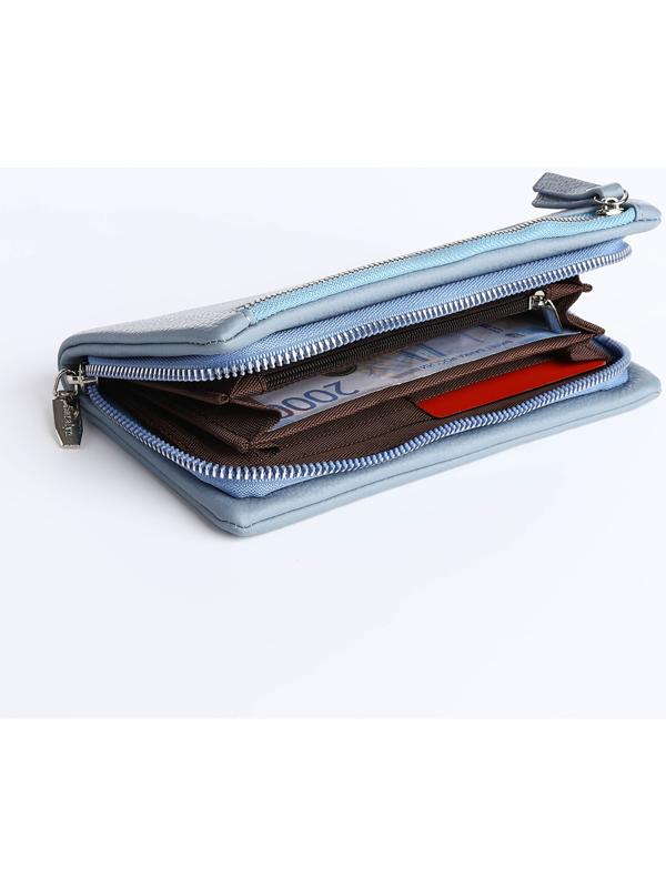 Кошелёк на молнии, цвет голубой