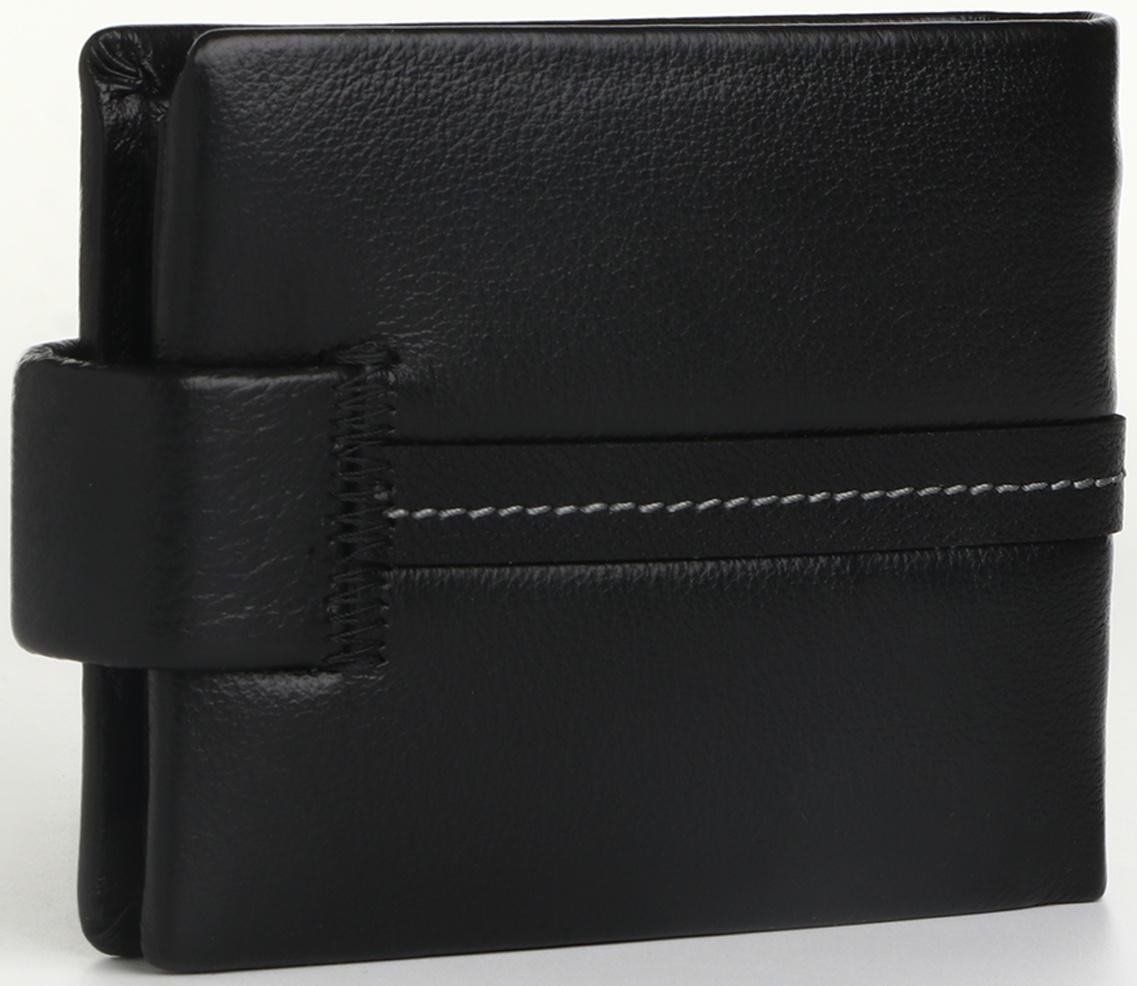 Портмоне на кнопке, цвет чёрный